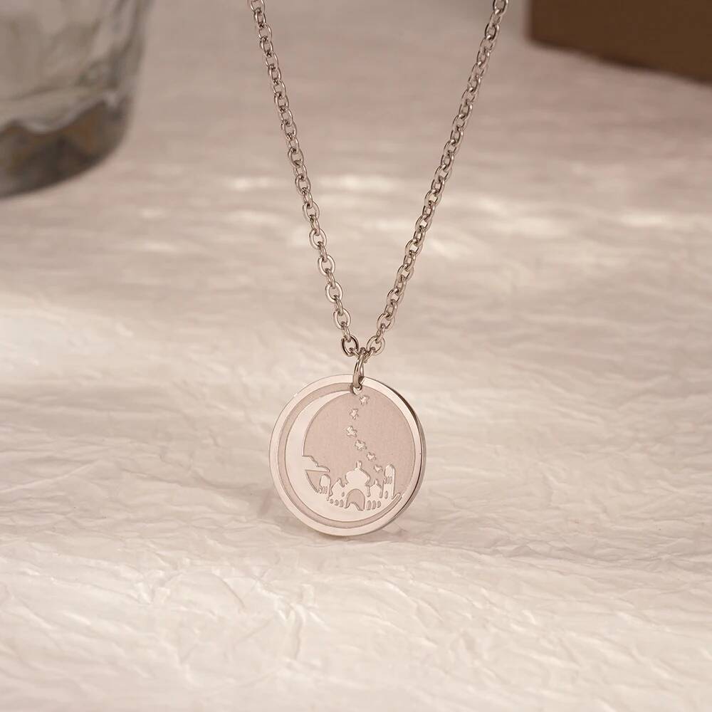 Coin Necklace Delicate - Jeruzalem Paleis Maan Munt Disc Ronde