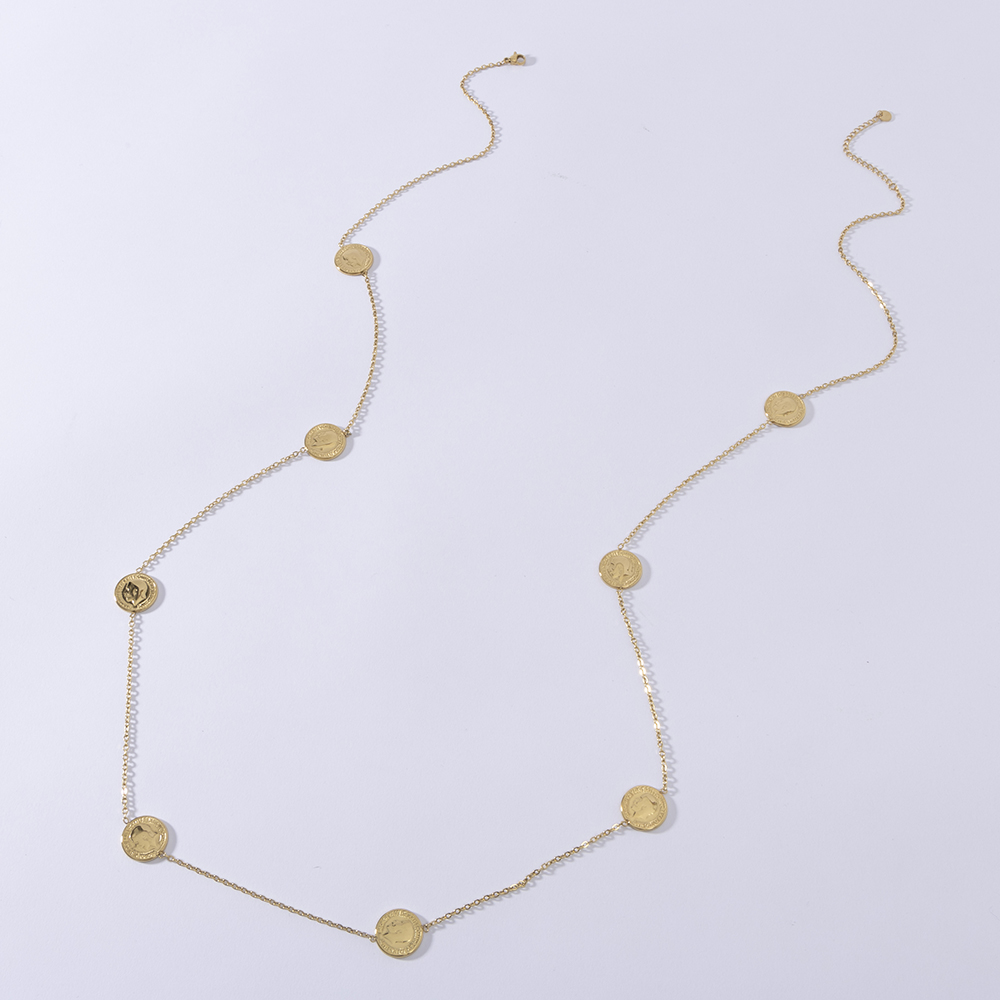 Coin Necklace Delicate - LUIZADA roestvrijstalen modieuze designketting met munt