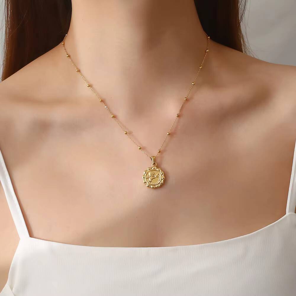 Coin Necklace Delicate - Vrouwen delicate de engel cupido munt