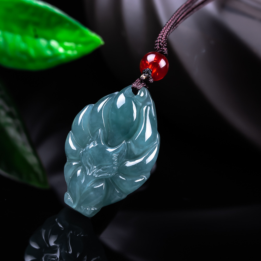 Women Accessories For Gift - Natuurlijke Birmese Jadeïet Vos Hanger Ketting