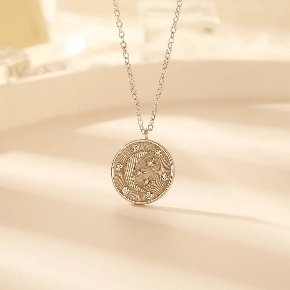 Coin Necklace Delicate - Roestvrij staal vrouwen delicate cz steen