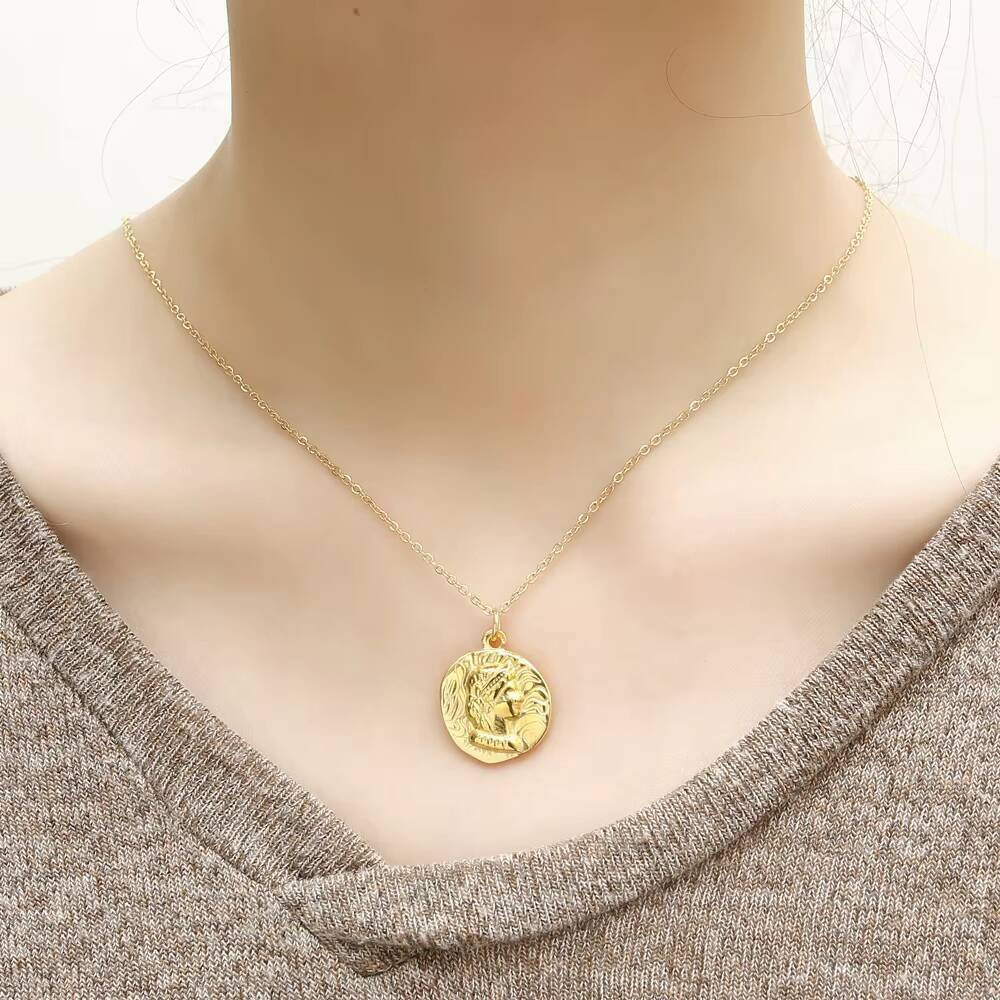 Coin Necklace Delicate - Roestvrij staal vergulde koningin Elizabeth portret