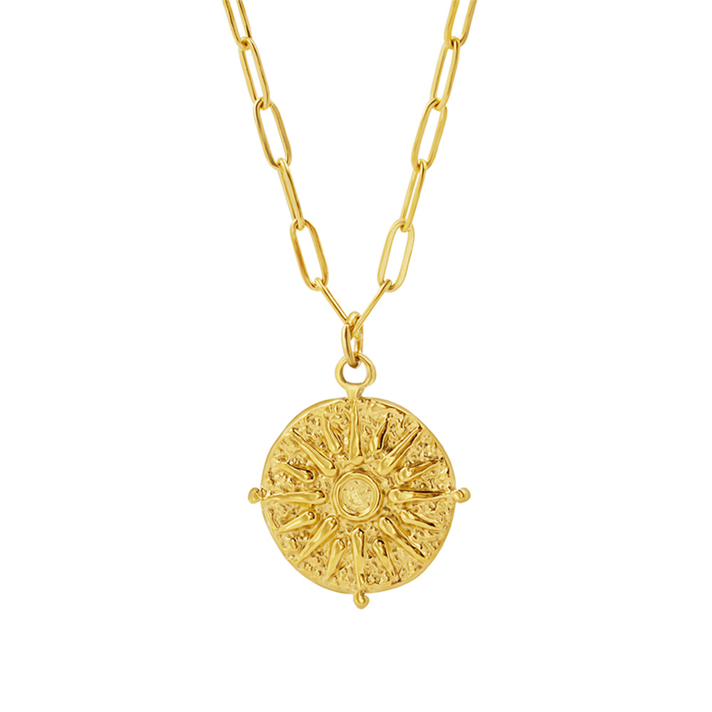 Coin Necklace Delicate - Roestvrij staal ronde zon munt schijf