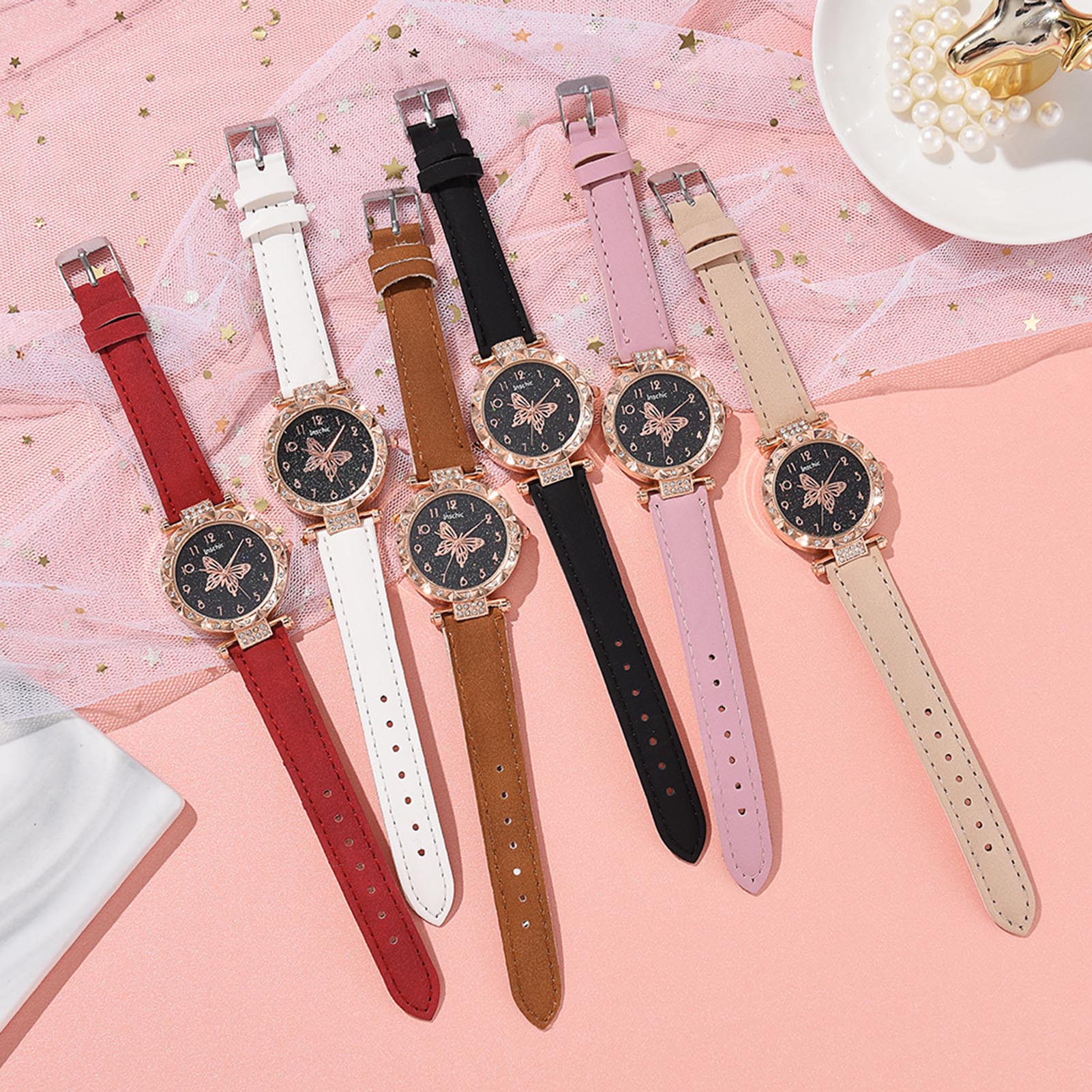 Women'S Accessories To Wear With Watch - Dagelijks te dragen polshorloge met vlinderwijzerplaat,