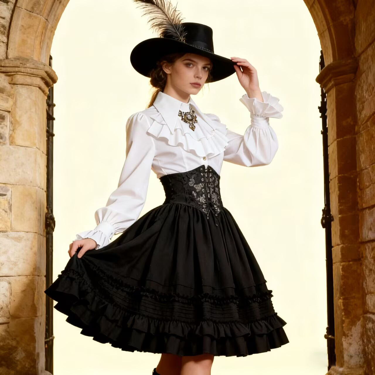 Women'S Accessories Louis Vuitton - Vrouwen Middeleeuwse steampunk laagrok Lolita gotische