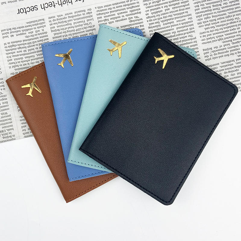 Women Accessories Business Name - Luxe gouden vliegtuig paspoorthoes aangepaste naam