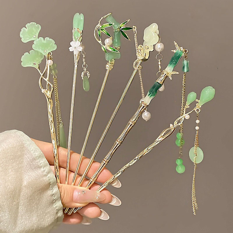 Women Accessories Shop Design - 1pc elegante Chinese stijl groene haarspeld