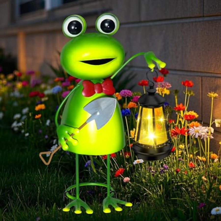 Women Accessories For Gift - Solar Garden Lights Kikkerstandbeeld met zonne-lantaarnverlichting,