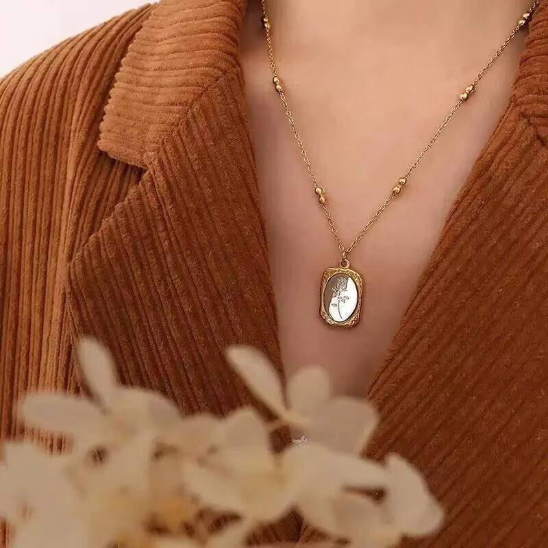 Coin Necklace Delicate - Roestvrij staal mode roos bloem delicate