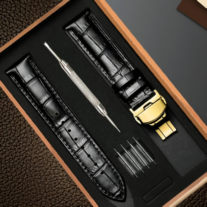 Women'S Accessories To Wear With Watch - Modieuze leren horlogeband voor heren, gouden