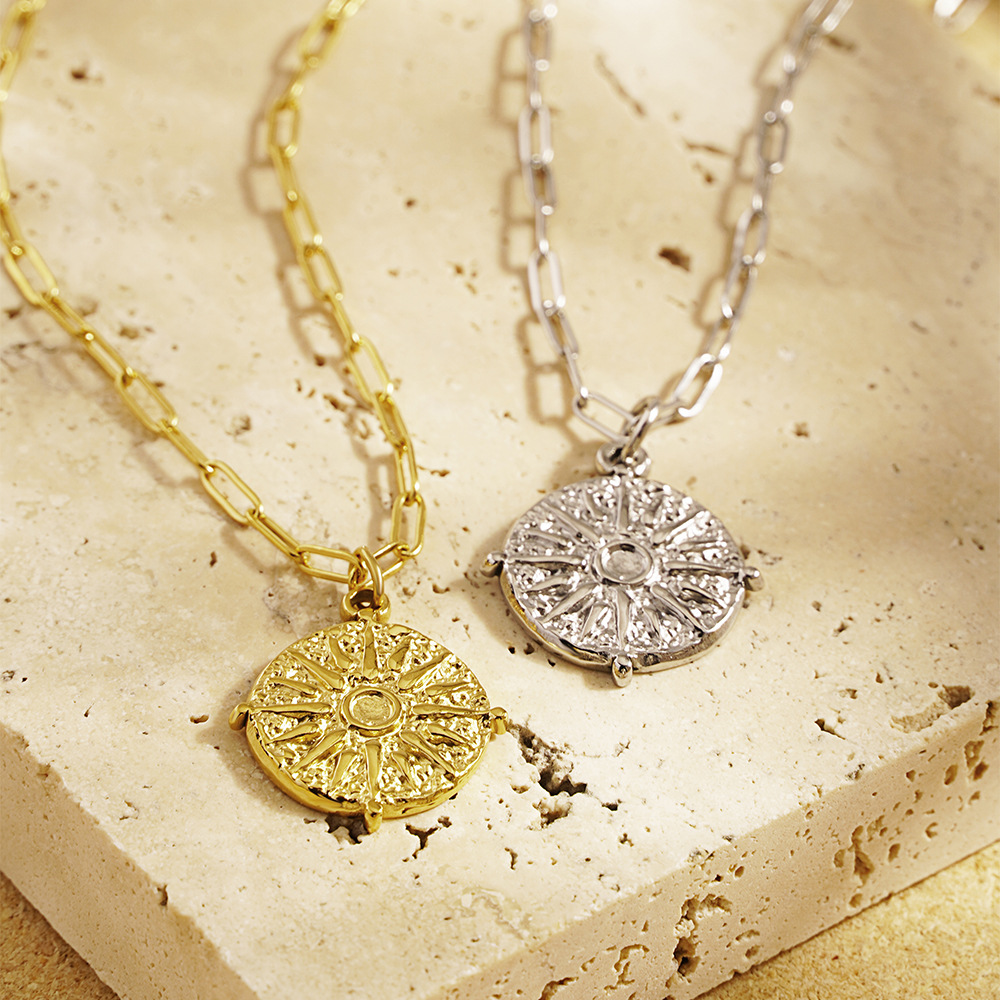 Roestvrij staal ronde zon munt - Coin Necklace Delicate recensie en prijs