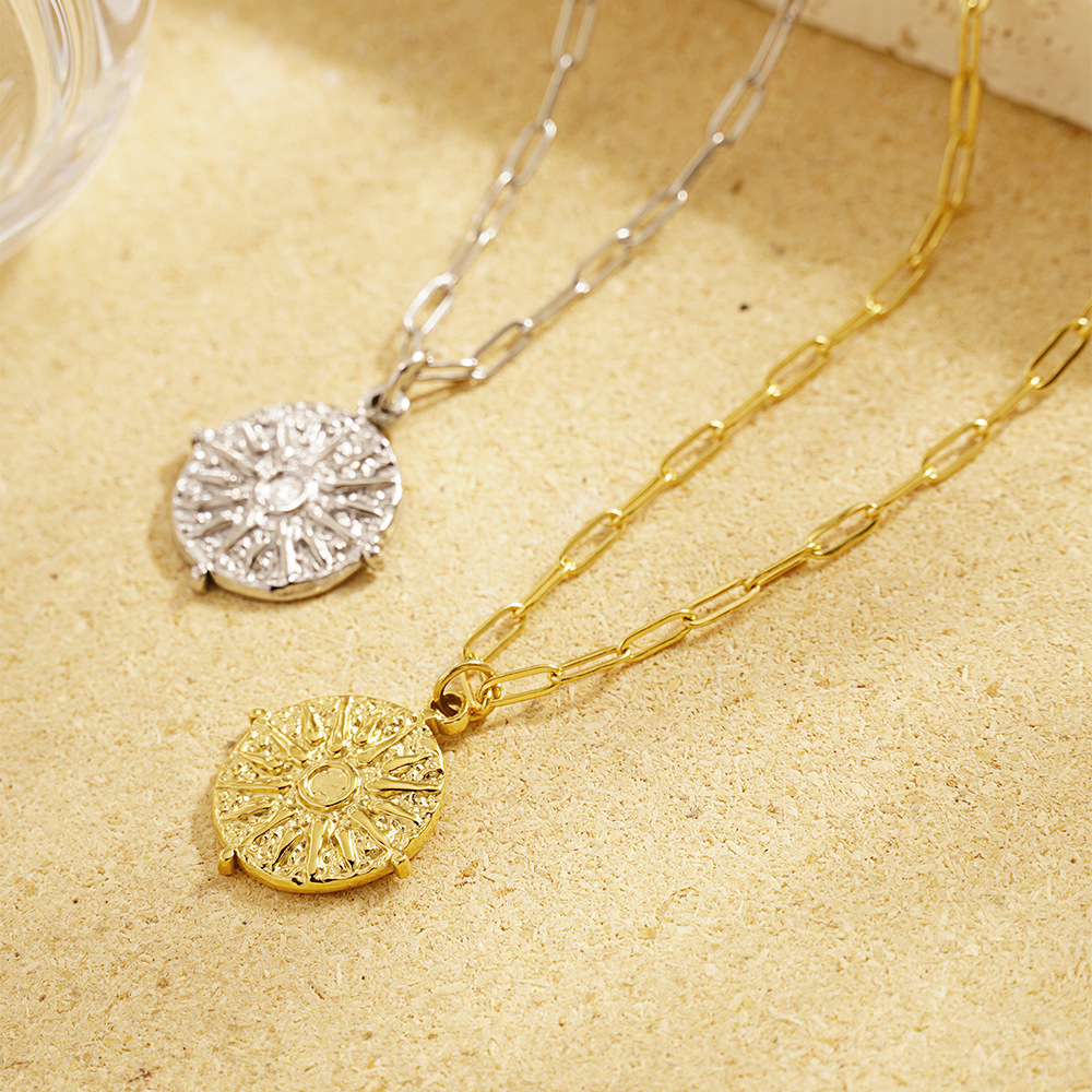 Roestvrij staal ronde zon munt - Coin Necklace Delicate recensie en prijs