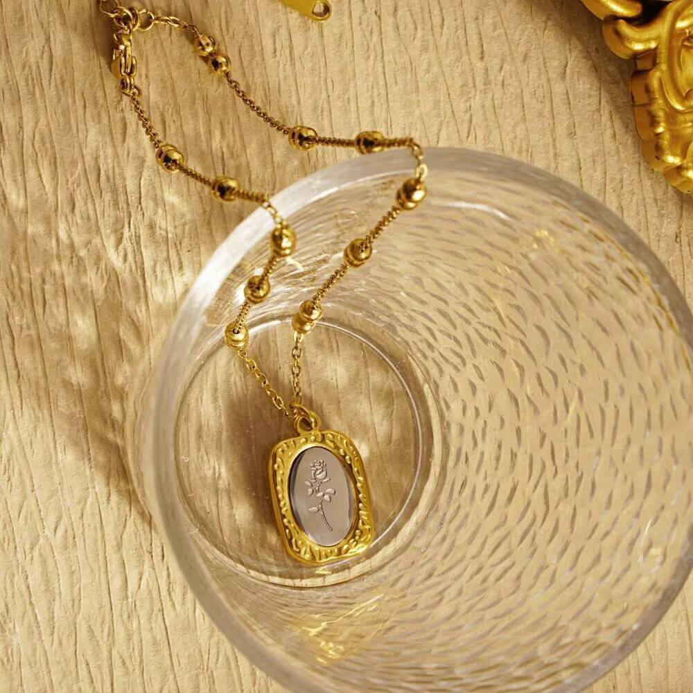 Roestvrij staal mode roos bloe - Coin Necklace Delicate recensie en prijs