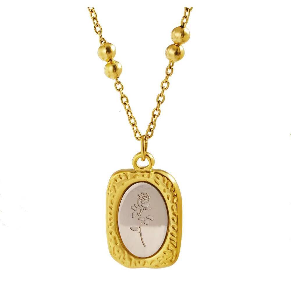 Roestvrij staal mode roos bloe - Coin Necklace Delicate recensie en prijs